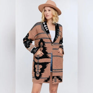 Davi & Dani • Aztec One Button Cardigan